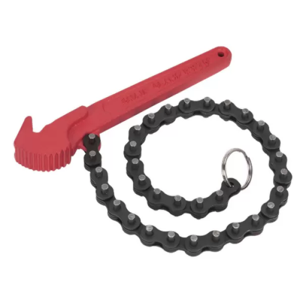 Image of Genuine SEALEY AK6410 Oil Filter Chain Wrench Ø60-106mm Capacity