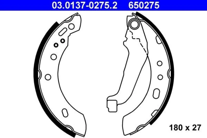 Image of ATE 03.0137-0275.2 Brake Shoes with lever Brake Shoe Set (70)