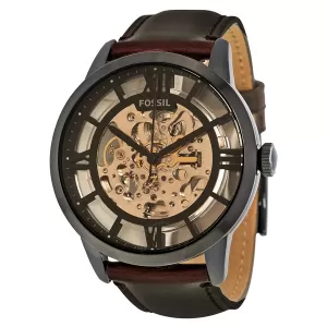 Image of Fossil Men Townsman Automatic Black Leather Watch