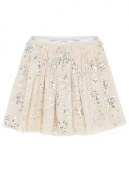 image of Mintie By Mint Velvet Girls Silver Star Sequined Skirt - Cream