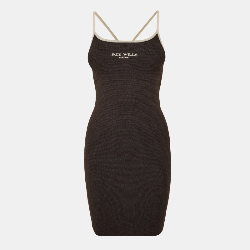 Image of Jack Wills Womens Stitch Mini Knitted Jumper Dress Brown female 6 (2XS)