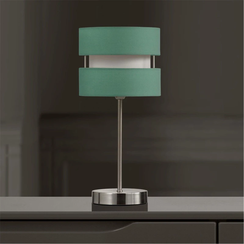 Image of K LIVING Chrome Table Lamp with Layer Fabric Shade Duck Egg Blue