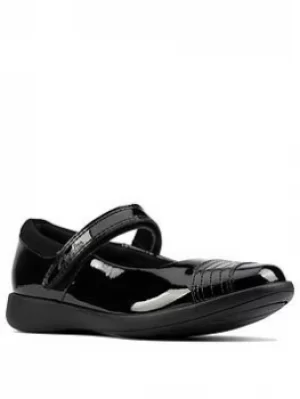 Image of Clarks Clarks Girls Etch Beam Strap Light Up Rainbow School Shoes, Black Patent, Size 1 Older