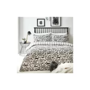 Image of Furn Skandi Woodland Duvet Cover Set (King) (Coal) - Coal