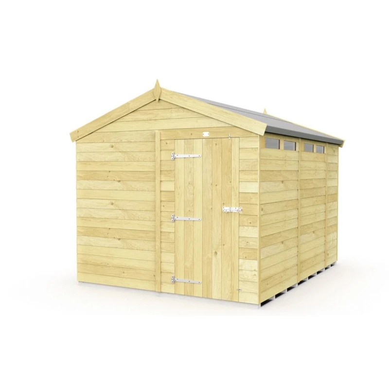 Image of Buttercup Farm 8 x 11 Feet Apex Security Shed - Single Door - L329 x W231 x H217cm in Brown Brown Unisex