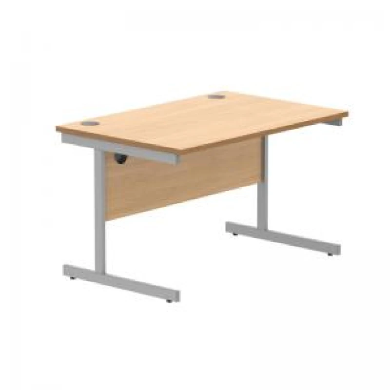 Image of Astin Rectangular Single Upright Cantilever Desk 1200x800x730mm Norwegian Beech/Silver KF824275