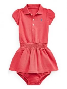 Image of Ralph Lauren Baby Girls Classic Short Sleeve Polo Dress - Red
