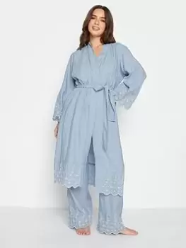 image of PixieGirl Petite Broderie Hem Robe - Blue Size 10-12, Women