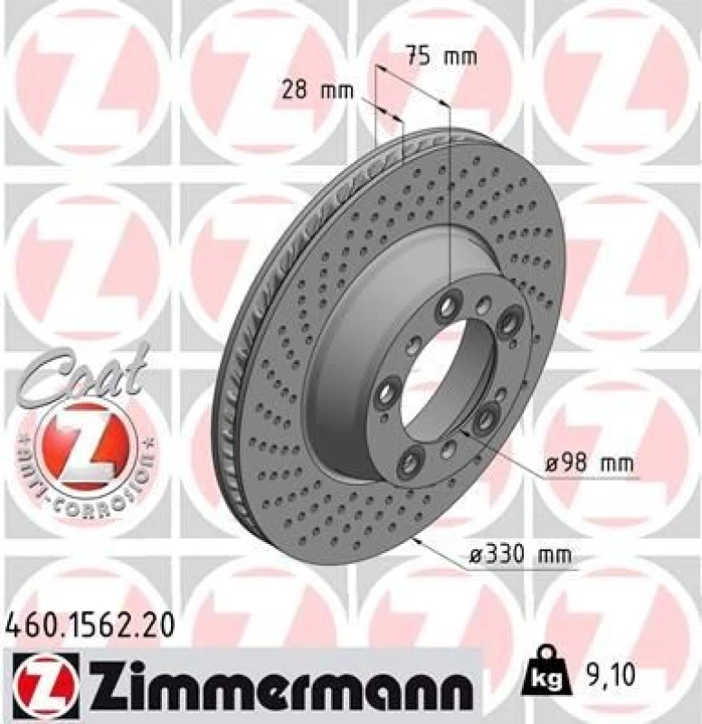 Image of ZIMMERMANN Brake disc ZIMMERMANN 460.1562.20