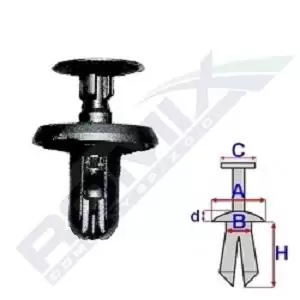 Image of ROMIX Clip, trim-/protection strip C10145 MITSUBISHI,SUBARU,ASX (GA_W_),Outlander II SUV (CW_W),PAJERO IV (V8_W, V9_W),Lancer VIII Schragheck (CX_A)