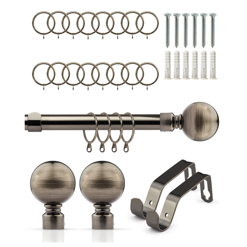 Image of Emma Barclay Ball - Extendable Curtain Pole with rings Curtain Poles 160-300cm Black 41668903000