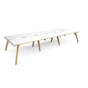 Image of Fuze triple back to back desks 4200mm x 1600mm - white frame and white
