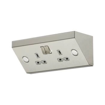 image of 13A 2G Mounting DP Switched Socket - Stainless Steel with grey insert - Knightsbridge