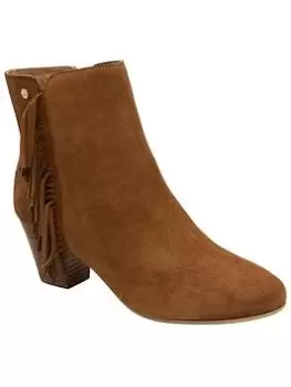 image of Ravel Laxey Tan Suede Western Ankle Boot, Brown, Size 4, Women