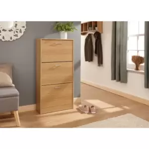 Image of Stirling Three Tier Shoe Cabinet Oak - GFW