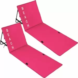 Image of Tectake - 2 beach mats with backrest - folding beach chair, folding beach mat, sunbathing mat - pink - pink