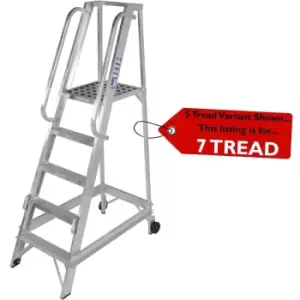 Image of 7 Tread 1.7m Aluminium Warehouse Picking Steps & Handrail Narrow Aisle Stairs