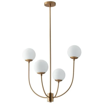 Image of Fan Europe Lighting - Fan Europe Themys - 4 Light Globe Ceiling Pendant, Brass, Opal, E14