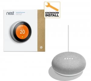 image of Nest Learning Thermostat and Installation and Home Mini Bundle