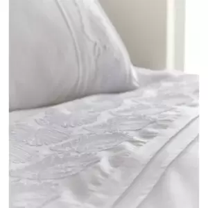 image of Portfolio Fairmont Super King Size Duvet Cover Set White Feather Textured Bedding - White