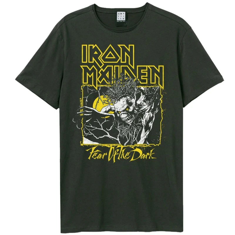 Image of Amplified Amplified Men Yellow Iron Maiden T-Shirt in Charcoal Size: Small Charcoal S Male 5063470543724