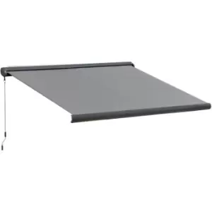 Image of 3x2.5m LED Light Cassette Electric/Manual Awning Window Sun Shade Grey - Outsunny