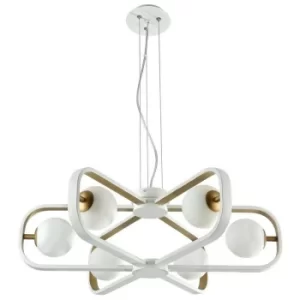 image of Avola Globe Ceiling Pendant Lamp White with Gold, 6 Light, G9