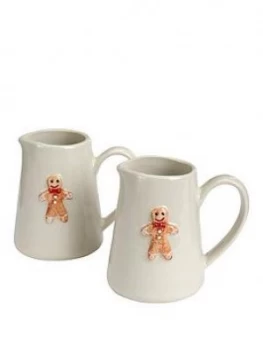 image of Gisela Graham Ceramic Gingerbread Man Mini Jugs Set Of 2