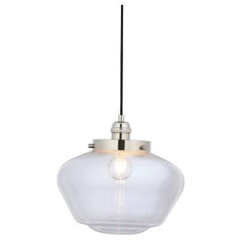 Image of Merano Lighting - Merano Finale Pendant Ceiling Light Bright Nickel Plate & Clear Glass