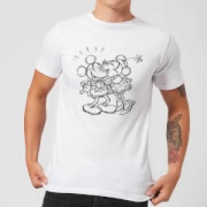 Image of Disney Mickey Mouse Kissing Sketch T-Shirt - White - 3XL