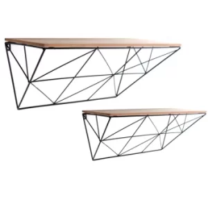 Image of Set of 2 Black Geometric Shelves