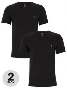 image of Calvin Klein 2 Pack Shortsleeve T-Shirt - Black, Size L, Men