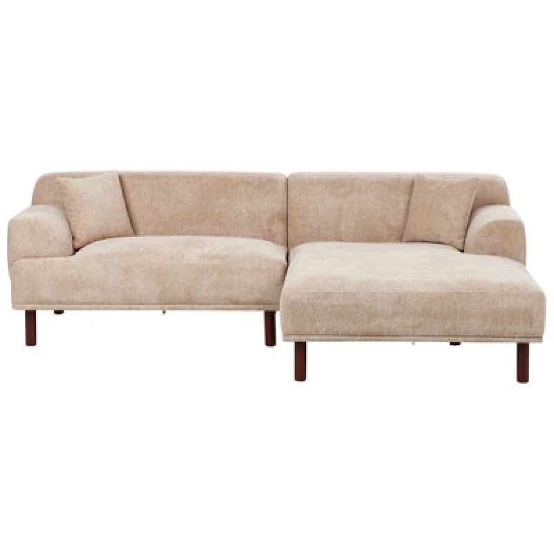Image of Beliani Corner Sofa 3 Seater Holt Fabric Beige Left Hand