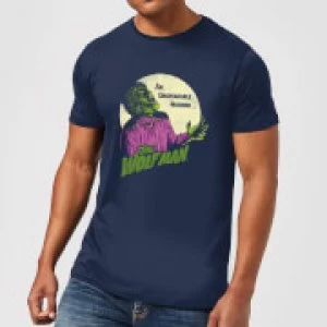 image of Universal Monsters The Wolfman Retro Mens T-Shirt - Navy - L