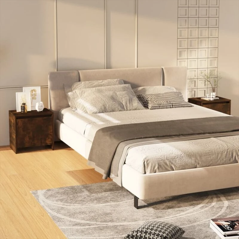 Image of VIDAXL Bedside Cabinets 2 pcs Smoked Oak 45x34x44.5cm Engineered Wood Vidaxl 8720286837290
