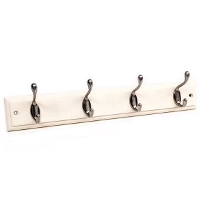 image of Robert Dyas Headbourne 4 Heavy Duty Coat Hooks - Nickel / Cream