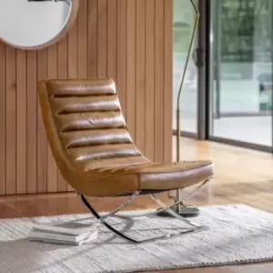 Image of Gallery Direct Cassino Brown Leather Occasional Chair