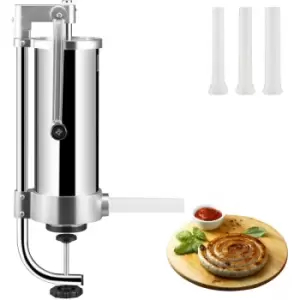 VEVOR Sausage Filler Sausage Stuffer, 5LBS/3L Capacity, 304 Stainless Steel Vertical Sausage Stuffer, Sausage Filling Machine with 3 Stuffing Tubes,