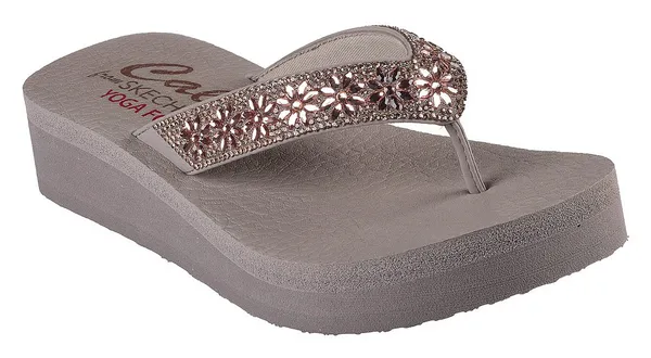 image of Skechers Womens Vinyasa - Wild Daisies Thong Sandals UK Size 4 (EU 37) Taupe SKE2249-TPE-4