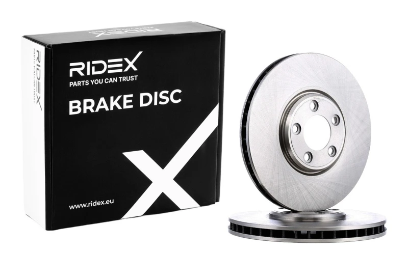 Image of RIDEX 82B0608 Brake disc Front Axle, Vented, Cast Iron, Uncoated, Untreated, without bolts/screws Cast Iron Brake Disc (82)