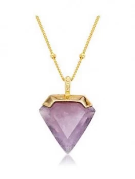 image of Beaverbrooks 18Ct Gold Plated Silver Amethyst Pendant