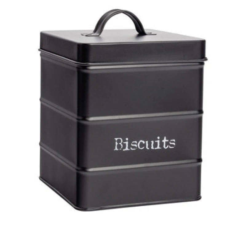 Image of Harbour Housewares Kitchen Biscuit Tin - Black - Vintage Metal Cookie Jar Canister Caddy
