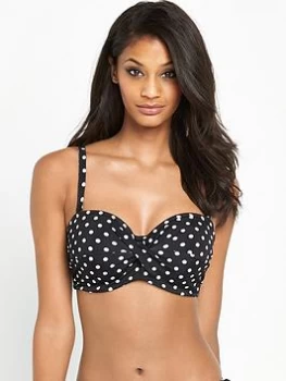Image of Panache Anya Polka Dot Bandeau Bikini Top - Black/White, Size 30Dd, Women