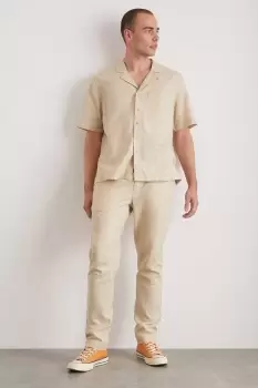 Image of Mens Light Sand Linen Trousers