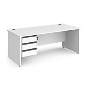 Image of Dams International Straight Desk with White MFC Top and Graphite Frame Panel Legs and 3 Lockable Drawer Pedestal Contract 25 1800 x 800 x 725mm