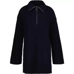 Image of Gant Wool Ribbed Half Zip Evening Blue X - Blue