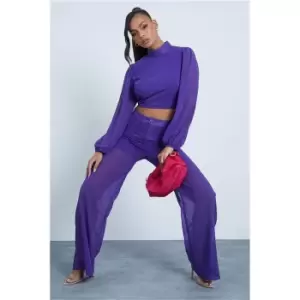 Image of I Saw It First Purple Co-Ord Wide Leg High Waist Trousers - Purple