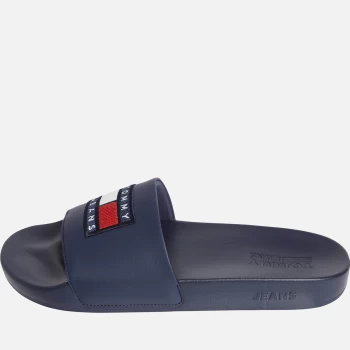 image of Tommy Jeans Mens Corduroy Patch Pool Slide Sandals - Twilight Navy - UK 10.5