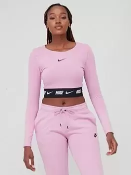 Image of Nike NSW Tape Crop Top - Purple, Purple, Size S, Women