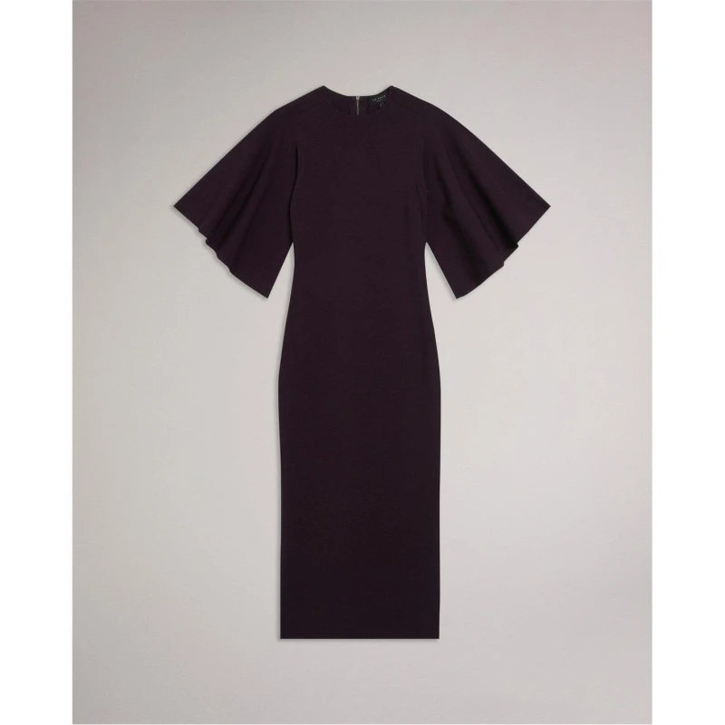Image of Ted Baker Flute Midaxi Dress Dk- Red female 8 (XS)